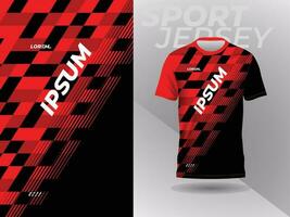 rot schwarz Hemd Sport Jersey Attrappe, Lehrmodell, Simulation Vorlage Design zum Fußball, Fußball, Rennen, Spiele, Moto-Cross, Radfahren, und Laufen vektor