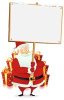 God jul: Santa Claus Holding Wood Sign vektor