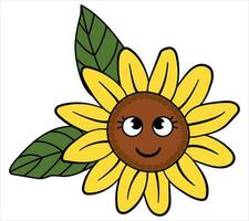 Sonnenblume kawaii auf ein Weiß isoliert Hintergrund. Karikatur Stil. vektor