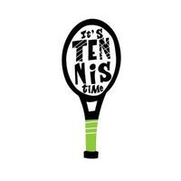 spela tennis hand dragen vektor text Citat. motiverande sport slagord med tennis bollar och racket på vit bakgrund. konkurrenskraftig spel, friska livsstil begrepp.