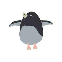 süß wenig Pinguin Springen und versuchen zu Fliege. Karikatur Baby Pinguin haben Spaß im Winter. Arktis Tier Vektor Illustration.