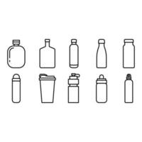 Flasche Vektor Symbol Satz. Thermosflasche Illustration Zeichen Sammlung. Flasche Symbol oder Logo.