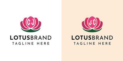 brev cj och jc lotus logotyp uppsättning, lämplig för några företag relaterad till lotus blommor med cj eller jc initialer. vektor