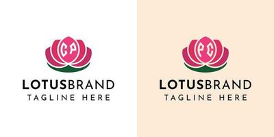 brev cp och pc lotus logotyp uppsättning, lämplig för några företag relaterad till lotus blommor med cp eller pc initialer. vektor