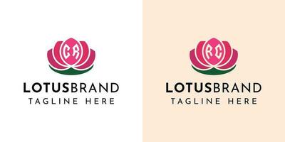 Brief cr und rc Lotus Logo Satz, geeignet zum irgendein Geschäft verbunden zu Lotus Blumen mit cr oder rc Initialen. vektor