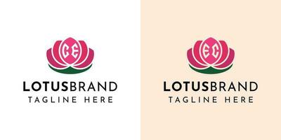 brev ce och ec lotus logotyp uppsättning, lämplig för några företag relaterad till lotus blommor med ce eller ec initialer. vektor