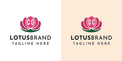brev co och oc lotus logotyp uppsättning, lämplig för några företag relaterad till lotus blommor med co eller oc initialer. vektor