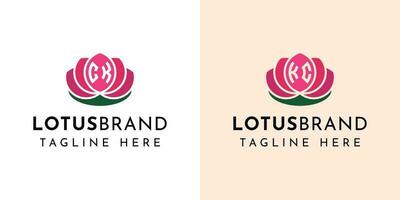 brev ck och kc lotus logotyp uppsättning, lämplig för några företag relaterad till lotus blommor med ck eller kc initialer. vektor