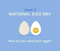 nationell ägg dag. en hela ägg i de skal och ett ägg i de skära. på vilket sätt do du vilja din ägg. vektor baner