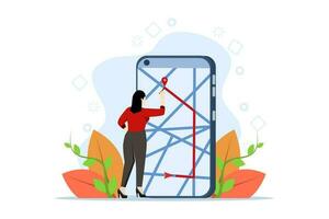 gps navigering service Ansökan. smartphone Karta Ansökan. se för Karta navigering i de app. plats stift på skärm. gps teknologi. landning sida mall. webb baner. platt vektor illustration.
