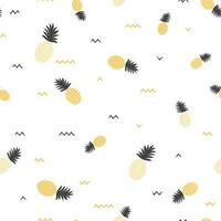 Ananas einfach Vektor Nähte Hintergrund. Textil- Stoff Ananas im Gelb und grau Farben. Gelb Sommer- Muster zum Strand Junge Mädchen Baby Kinder Stoff Design Ferien dekorativ Hintergrund drucken