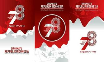 baner uppsättning av indonesien oberoende dag 17 augusti begrepp illustration.78 år indonesien oberoende dag vektor