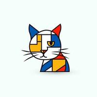 abstrakt Katze Maskottchen Sammlung - - geometrisch Stil Logo zum Kunst und Branding. Vektor Logo.