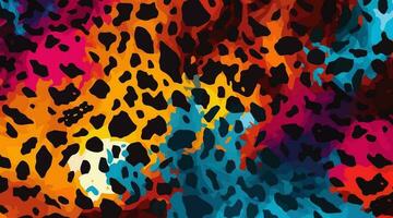 färgrik leopard mönster textur, färgrik kamouflage leopard vektor, leopard päls textur eller abstrakt mönster är designad för använda sig av i textil, tapeter, tyg, kläder, batik, bakgrund, broderi vektor