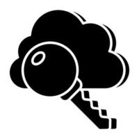 redigerbar design ikon av moln nyckel vektor