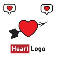 Herz Logo Illustration Vektor Design mit Pfeil zum Liebe Tag. geeignet zum Logos, Symbole, Konzepte, Vorlagen, Webseiten, Poster, Anzeige, Gruß Karten, T-Shirt Entwürfe, Aufkleber.