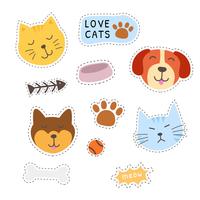 Cat and Dog Stickers Vector Collection