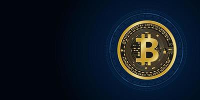 goldene digitale Bitcoin-Währungssymbole, futuristisches digitales Geld, vektor
