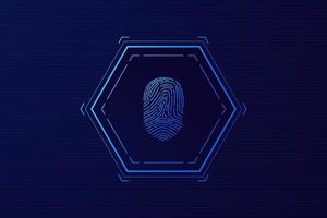 Fingerabdruck scannen, Cybersicherheit und Passwortkontrolle durch Fingerabdrücke, Zugang mit biometrischer Identifizierung vektor