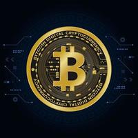 gyllene bitcoin digitala valutasymboler, futuristiska digitala pengar, vektor