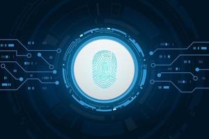 Fingerabdruck scannen, Cybersicherheit und Passwortkontrolle durch Fingerabdrücke, Zugang mit biometrischer Identifizierung vektor