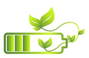 Batterie, wiederaufladbar, Logo, sauber Grün Energie Symbol, Ladegerät, Vektor Illustration auf Weiß oder transparent Hintergrund