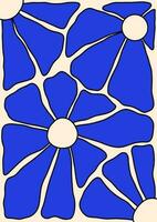 matisse abstrakt Blume Kunst. organisch Gekritzel Formen im modisch naiv retro Stil. zeitgenössisch Poster und Hintergrund. Blumen- botanisch Vektor Illustration im Blau Farben.