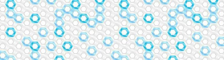 vit och blå glansig hexagoner tech abstrakt baner vektor