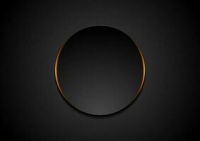 svart cirkel med orange lysande ljus abstrakt bakgrund vektor