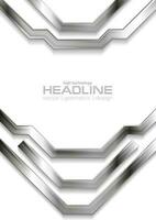 grå silver- metallisk Ränder hi-tech flygblad design vektor