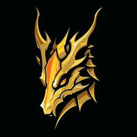 Gold Drachen Kopf Maskottchen Logo zum Esport. Gold Drachen T-Shirt Design. Gold Drachen Logo. Gold Drachen Aufkleber vektor