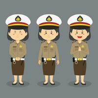 indonesisch Polizei Charakter mit verschiedene Ausdruck vektor