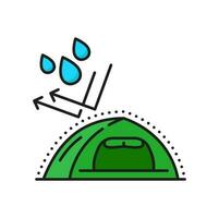 vattentät camping tält isolerat översikt ikon vektor