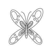 klotter monark fjäril vektor illustration. hand dragen fjäril färg sida
