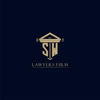 sw första monogram advokatbyrå logotyp med pelare design vektor