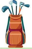 golf väska med klubbar golfspelare Utrustning platt stil vektor illustration , golf vagn eller vagn påsar stock vektor bild