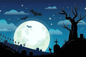 halloween natt bakgrund, pumpor och mörk slott. vektor illustration.