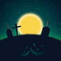 halloween kort mall med full måne, läskigt slott, pumpor och fladdermöss. vektor