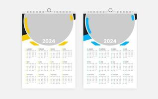 2024 einer Seite Mauer Kalender Design vektor