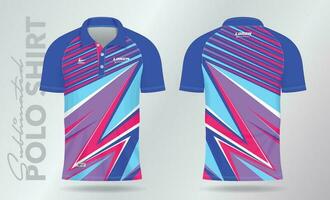 Sublimation Blau lila Rosa Polo Hemd Attrappe, Lehrmodell, Simulation Vorlage Design zum Badminton Jersey, Tennis, Fußball, Fußball oder Sport Uniform vektor