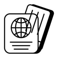 en linjär design ikon av pass, redigerbar vektor