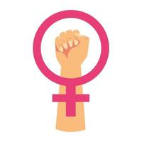 kvinnodag, upphöjd hand kön kvinnlig symbol vektor