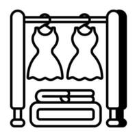 redigerbar design ikon av hängande kläder vektor