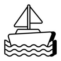 en linjär design ikon av rodd båt vektor