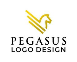 geometrisch Fett gedruckt Pegasus Tier Logo Design. vektor