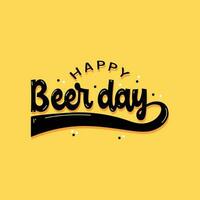 öl dag retro stil typografi illustration på gul bakgrund till fira internationell öl dag. öl dag logotyp, klistermärke, baner, mall, affisch. vektor