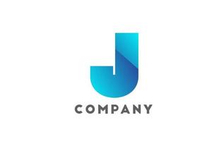 j geometrischer Alphabet-Logo-Brief für Unternehmen und Unternehmen mit blauer Farbe. Corporate Branding und Schriftzug mit futuristischem Design und Farbverlauf vektor