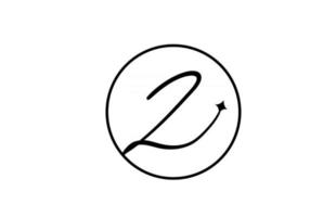 z alfabetet brev logotyp för affärer med stjärna och cirkel. enkel elegant bokstäver för företaget. företagsidentitet branding ikon design i vitt och svart vektor