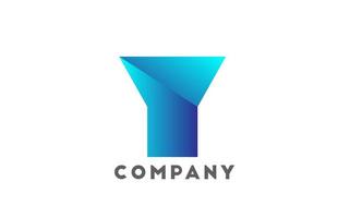 y geometrischer Alphabet-Logo-Brief für Unternehmen und Unternehmen mit blauer Farbe. Corporate Branding und Schriftzug mit futuristischem Design und Farbverlauf vektor