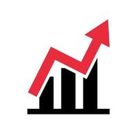 zunehmend Bar Diagramm und rot Pfeil. Diagramm. Vektor. vektor